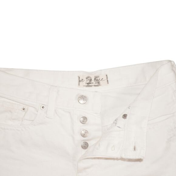 We The Free Distressed White Denim Cutoff Shorts Size 25 Button Fly - Picture 3 of 5